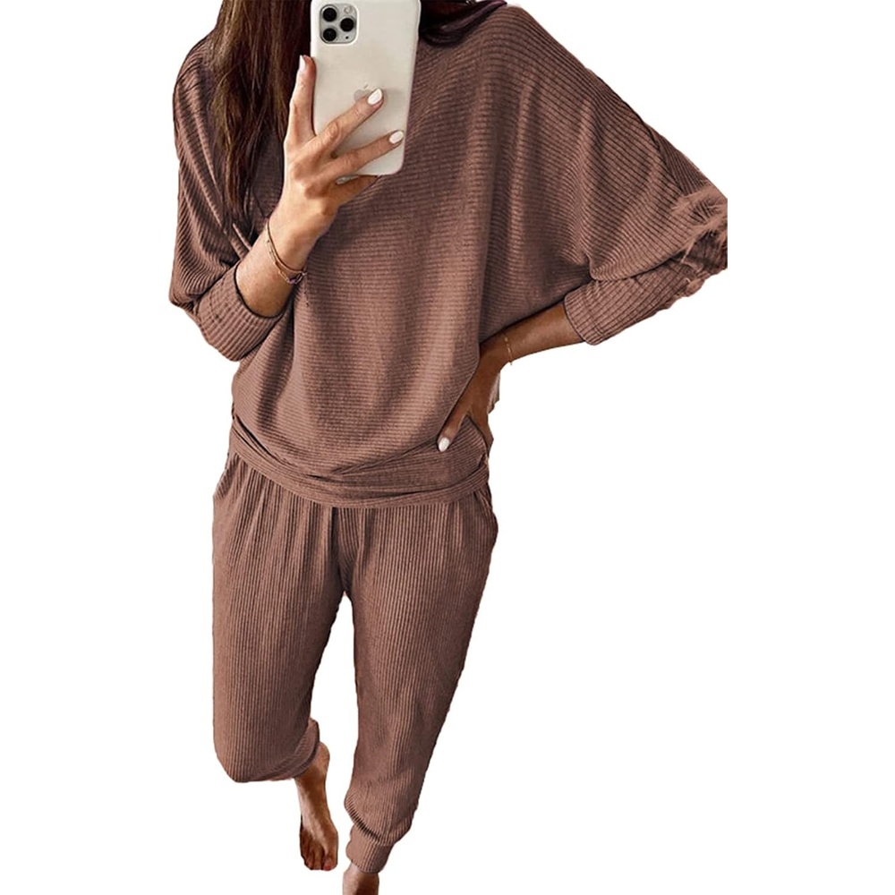 image:imagePRETTYGARDEN Womens 2 Piece Outfit Matching Lounge SetCoffee