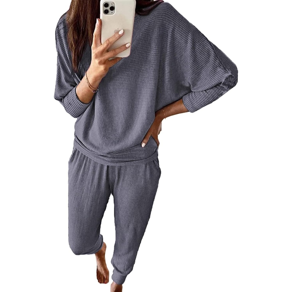 image:imagePRETTYGARDEN Womens 2 Piece Outfit Matching Lounge SetGrey Blue