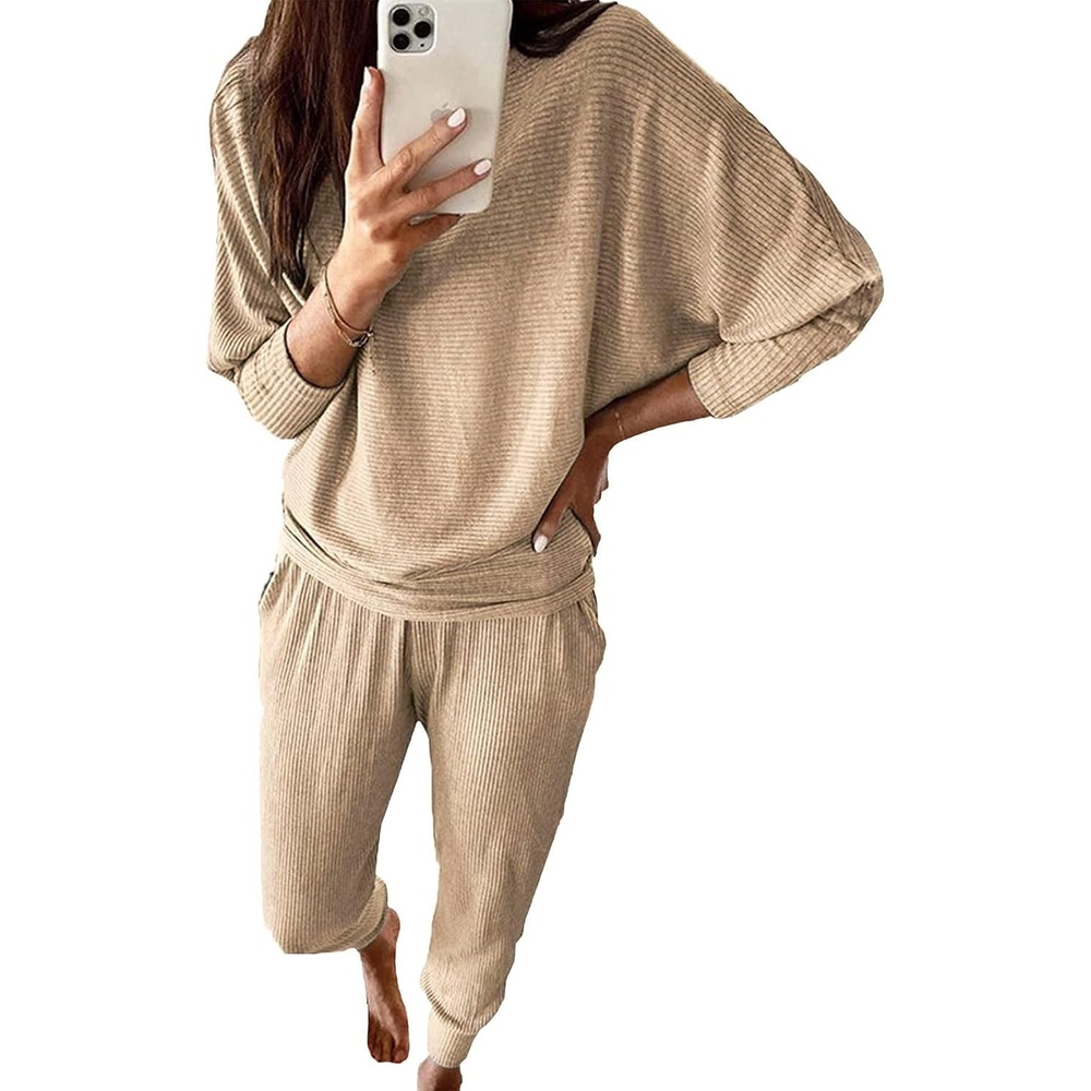 image:imagePRETTYGARDEN Womens 2 Piece Outfit Matching Lounge SetKhaki