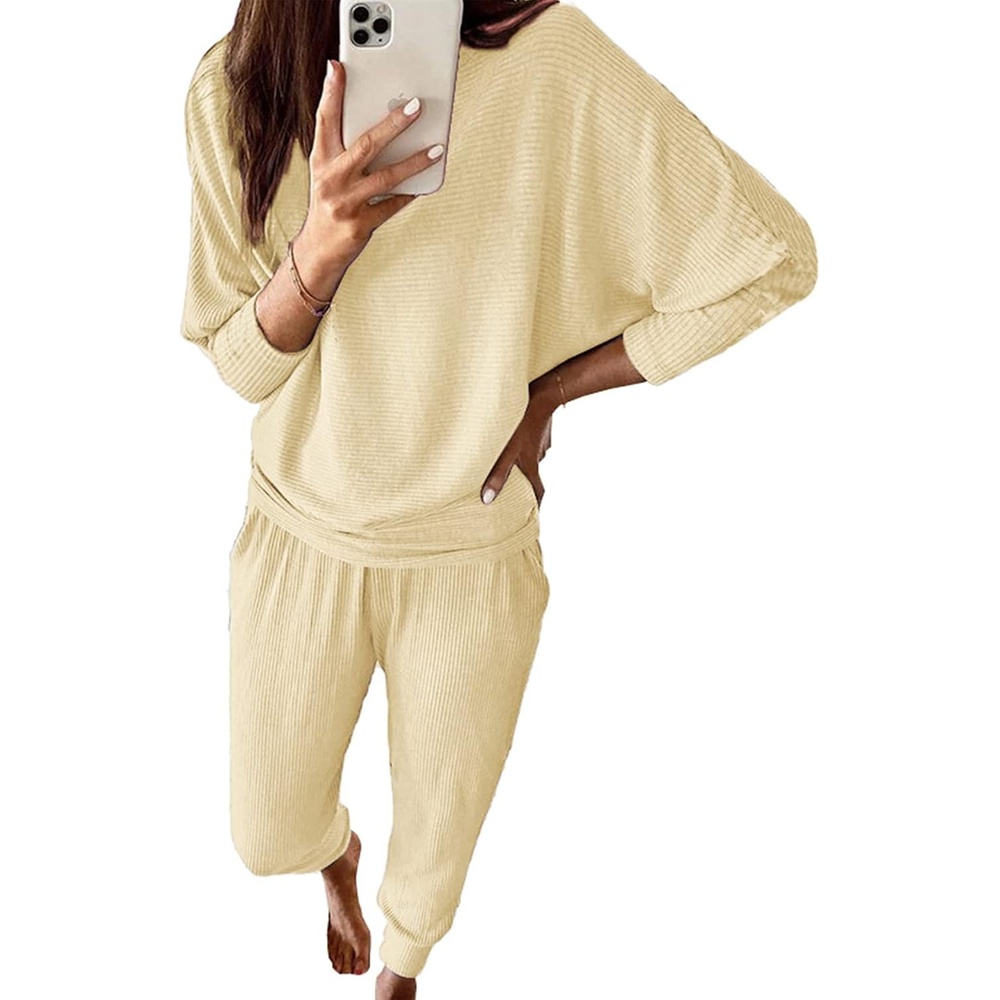 image:imagePRETTYGARDEN Womens 2 Piece Outfit Matching Lounge SetLight Khaki