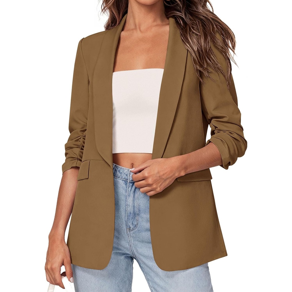 image:imagePRETTYGARDEN Womens Summer Blazers Business Casual OutfitsDark Khaki
