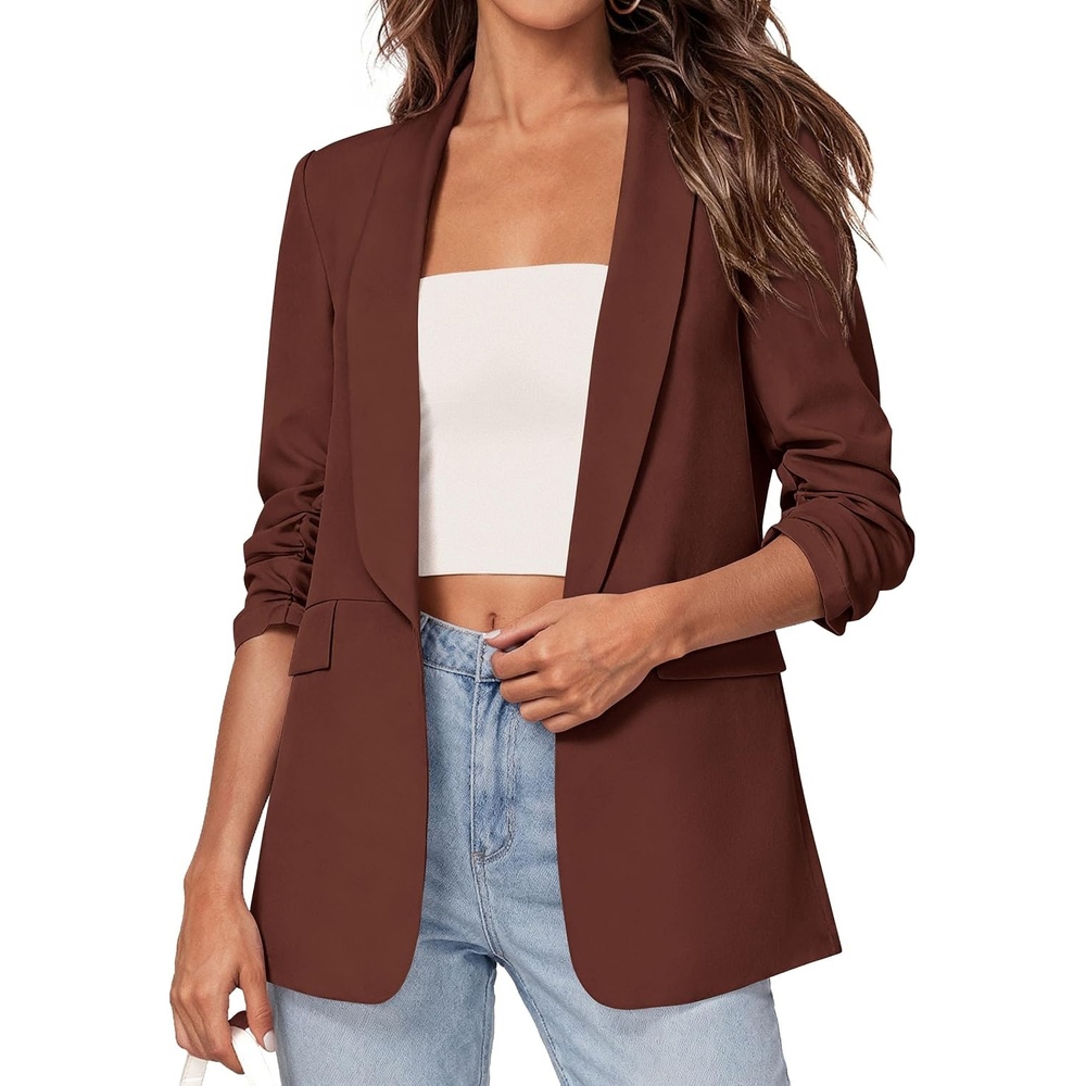 image:imagePRETTYGARDEN Womens Summer Blazers Business Casual OutfitsRed Brown
