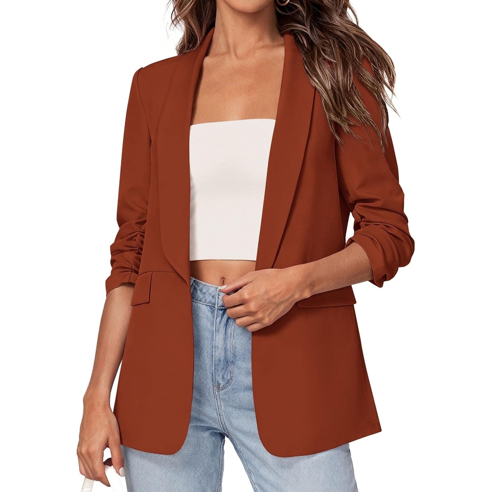 image:imagePRETTYGARDEN Womens Summer Blazers Business Casual OutfitsRust
