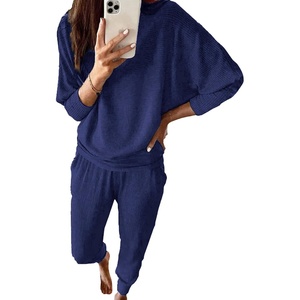PRETTYGARDEN Women’s 2 Piece Outfit Matching Lounge Set(Dark Blue)