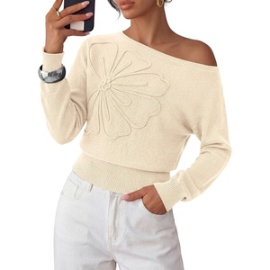 PRETTYGARDEN Women’s Fall Off The Shoulder Sweater Tops(Beige)
