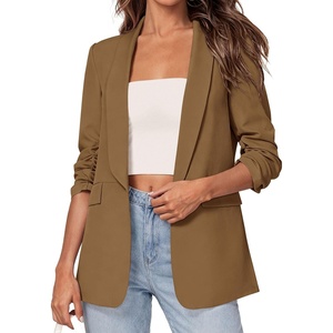 PRETTYGARDEN Women’s Summer Blazers Business Casual Outfits(Dark Khaki)
