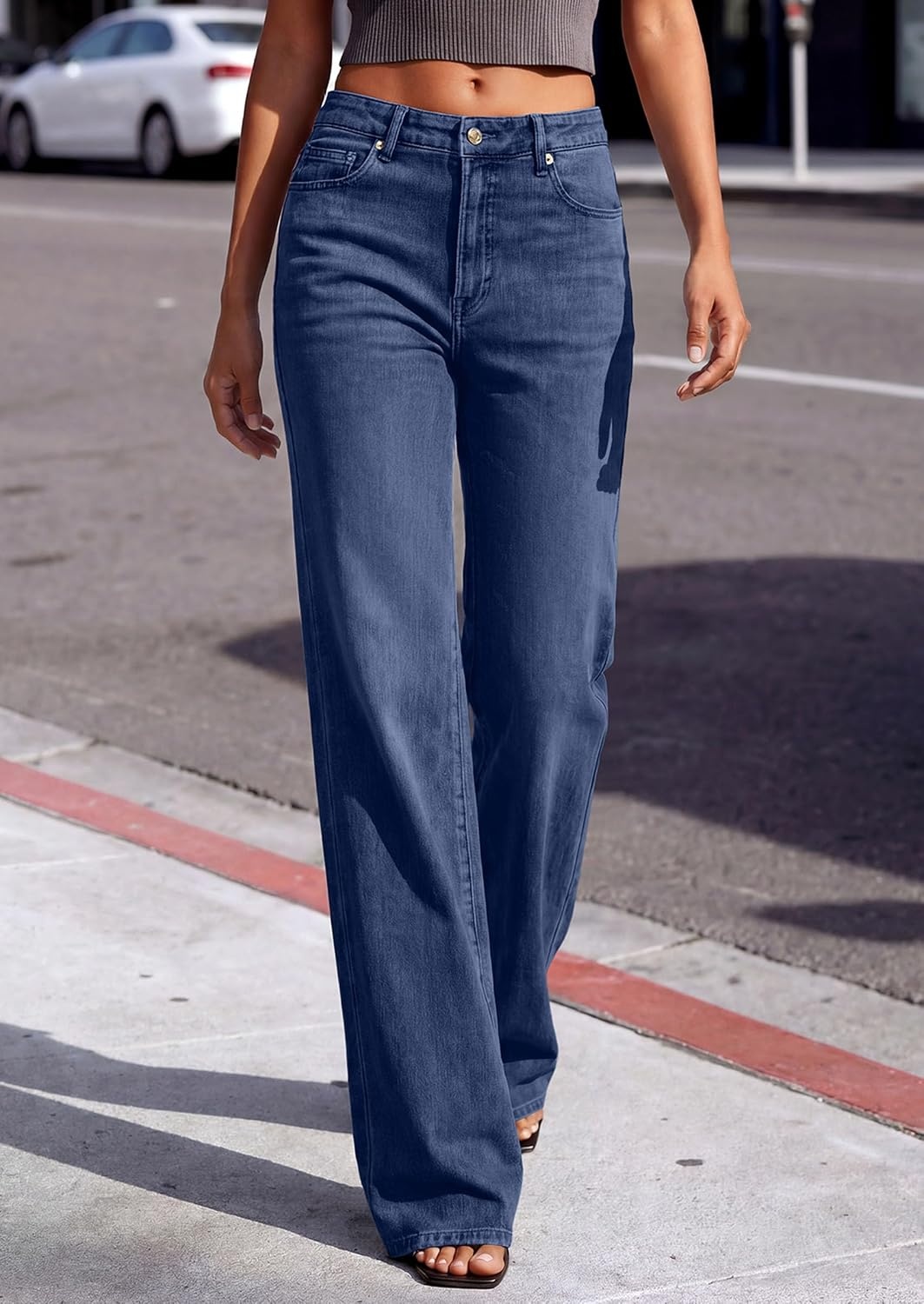 image:imagePRETTYGARDEN Womens Jeans Stretchy High Waisted Denim PantsDeep Blue