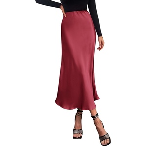 PRETTYGARDEN Women’s Satin Midi Skirts Dressy Casual(Bean Paste Pink)