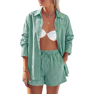 PRETTYGARDEN Women’s Summer 2 Piece Outfits Lounge Sets(Striped Green White)