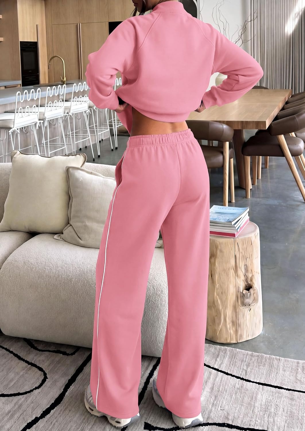 image:imagePRETTYGARDEN Womens 2 Piece Sweat Set Casual Fall OutfitsPink