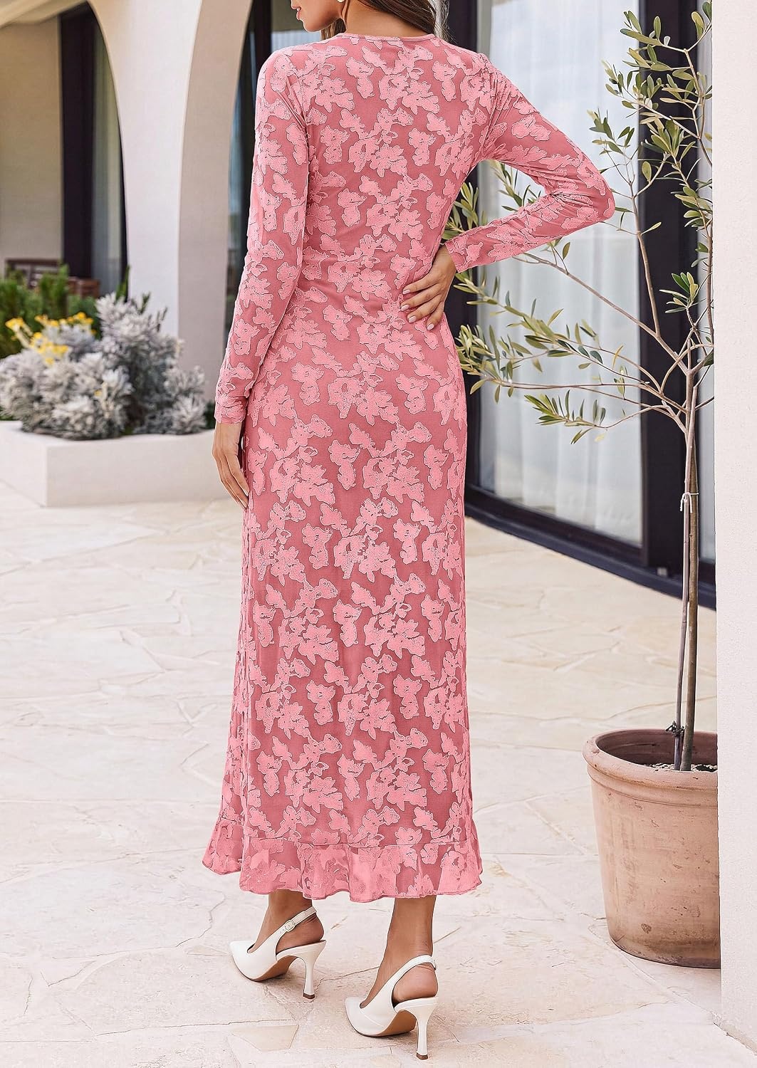 image:imagePRETTYGARDEN Womens Formal Maxi Floral Dresses with SlitPink