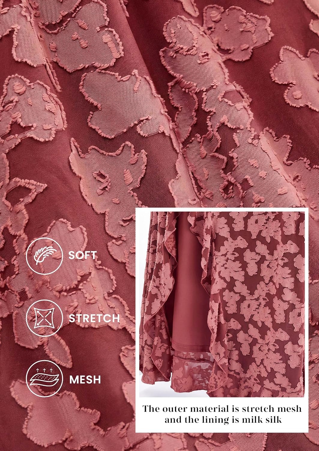image:imagePRETTYGARDEN Womens Formal Maxi Floral Dresses with SlitRust Red