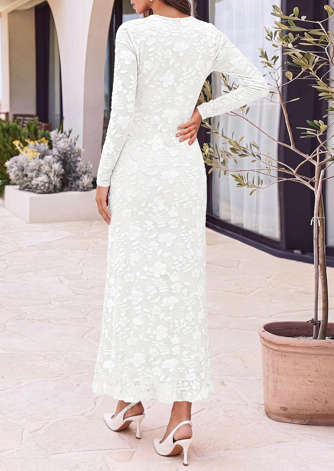 image:imagePRETTYGARDEN Womens Formal Maxi Floral Dresses with SlitWhite