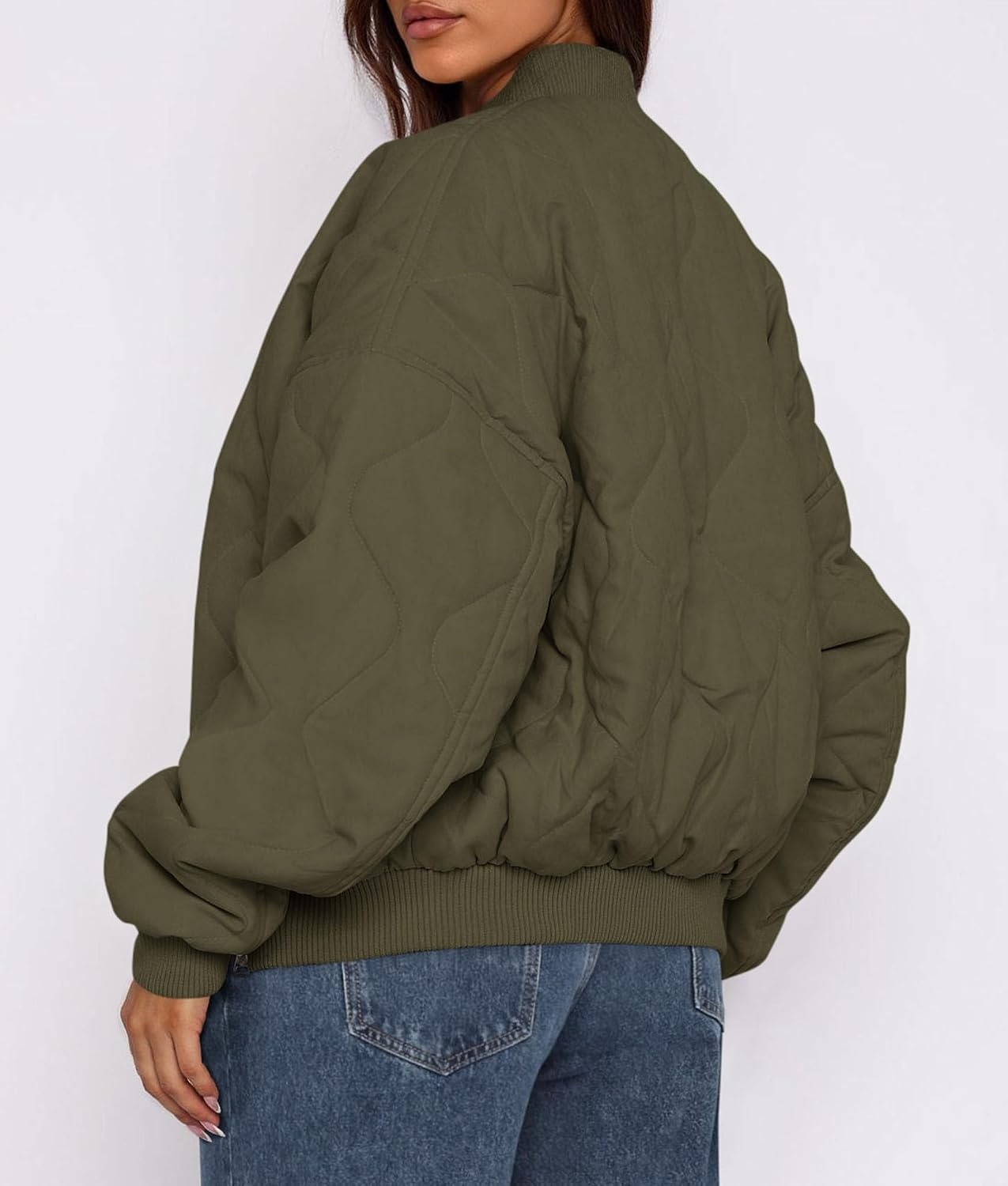 image:imagePRETTYGARDEN Womens Quilted Bomber Jackets Winter CoatsArmy Green