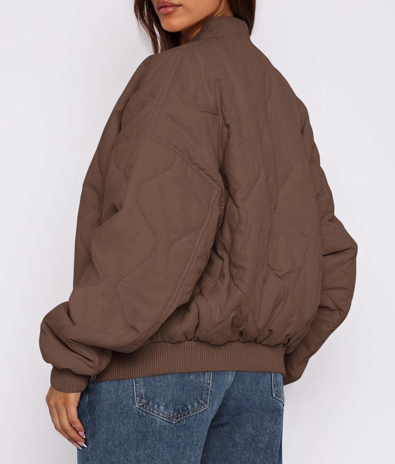 image:imagePRETTYGARDEN Womens Quilted Bomber Jackets Winter CoatsBrown