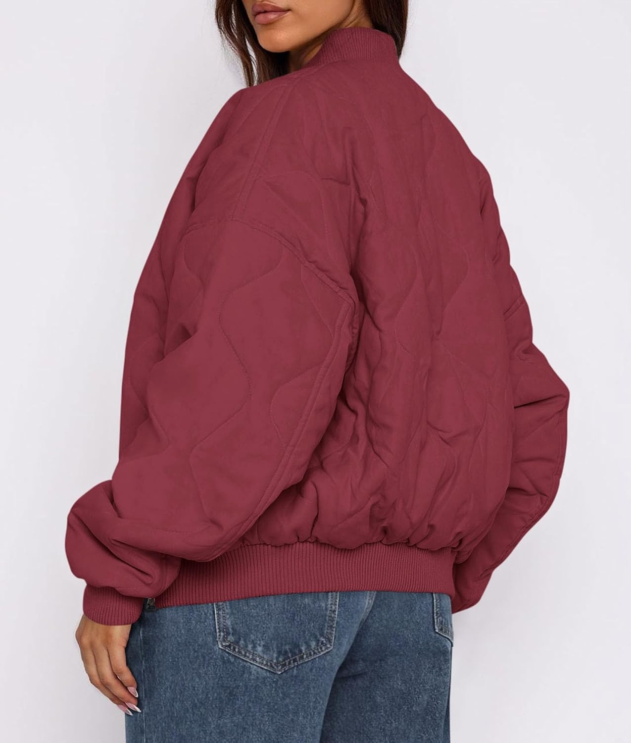 image:imagePRETTYGARDEN Womens Quilted Bomber Jackets Winter CoatsBurgundy
