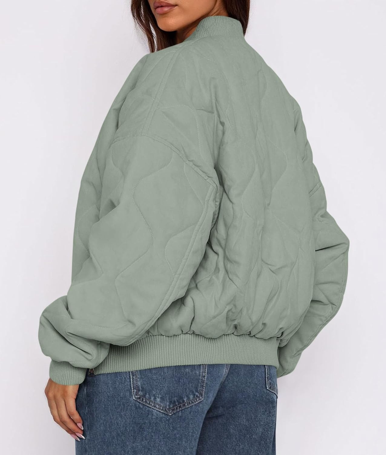 image:imagePRETTYGARDEN Womens Quilted Bomber Jackets Winter CoatsSage Green