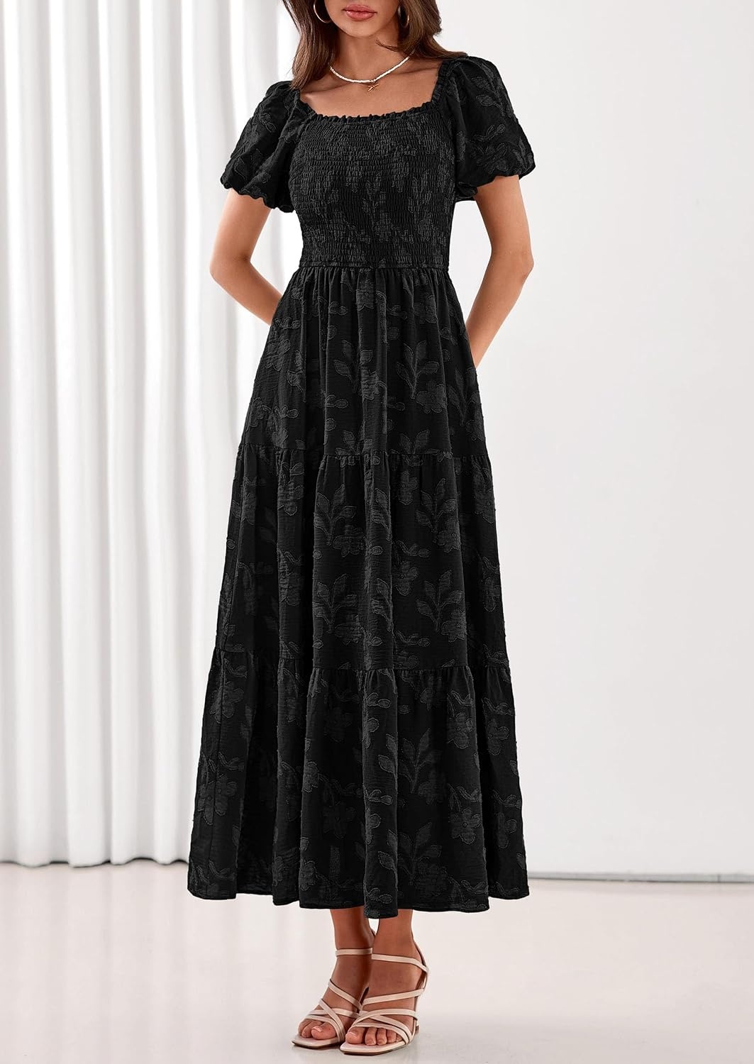 image:imagePRETTYGARDEN Womens Summer Floral Boho Maxi DressBlack