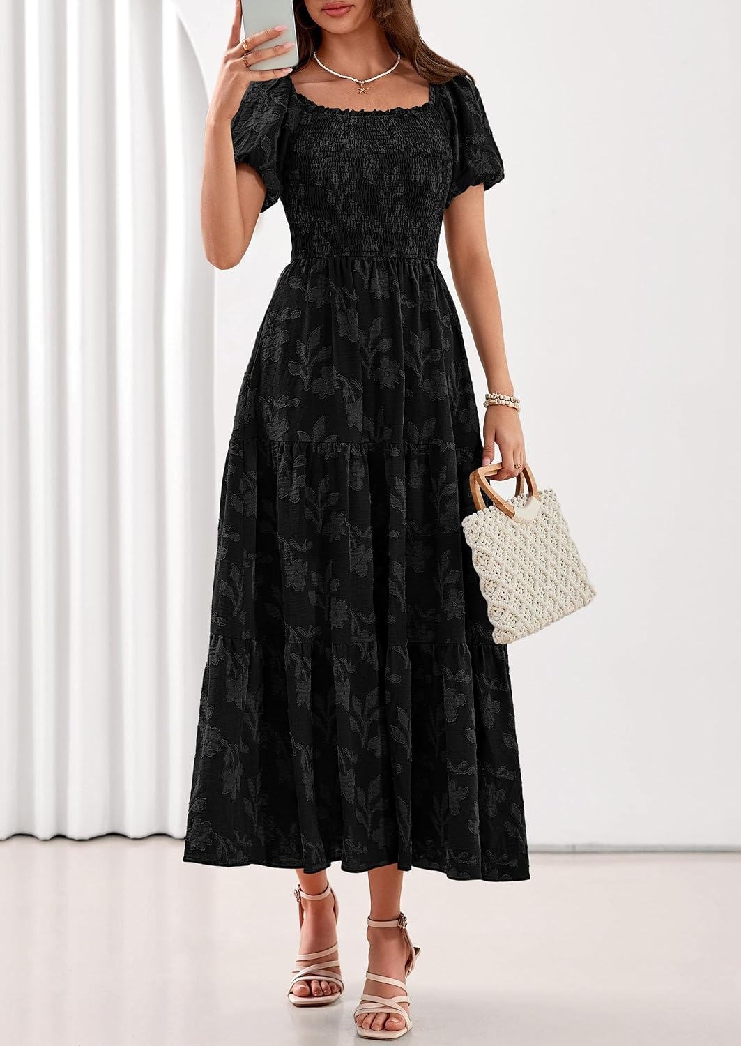 image:imagePRETTYGARDEN Womens Summer Floral Boho Maxi DressBlack