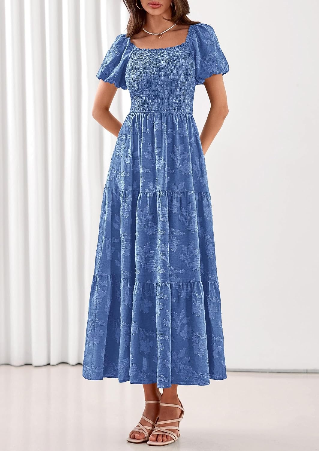image:imagePRETTYGARDEN Womens Summer Floral Boho Maxi DressBlue