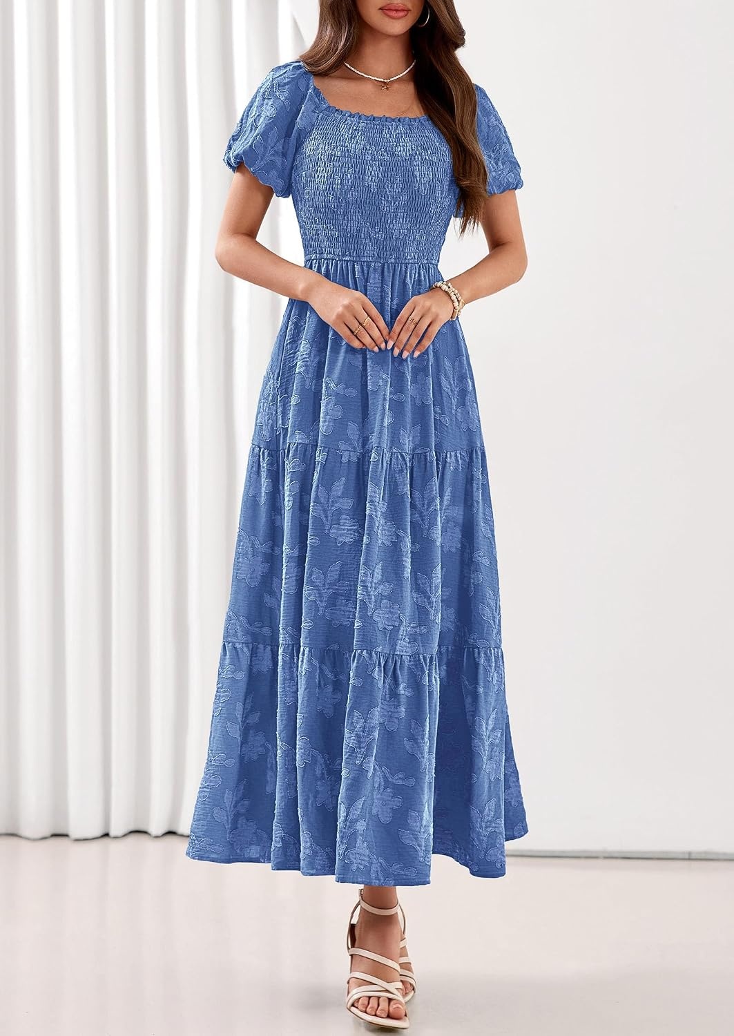 image:imagePRETTYGARDEN Womens Summer Floral Boho Maxi DressBlue