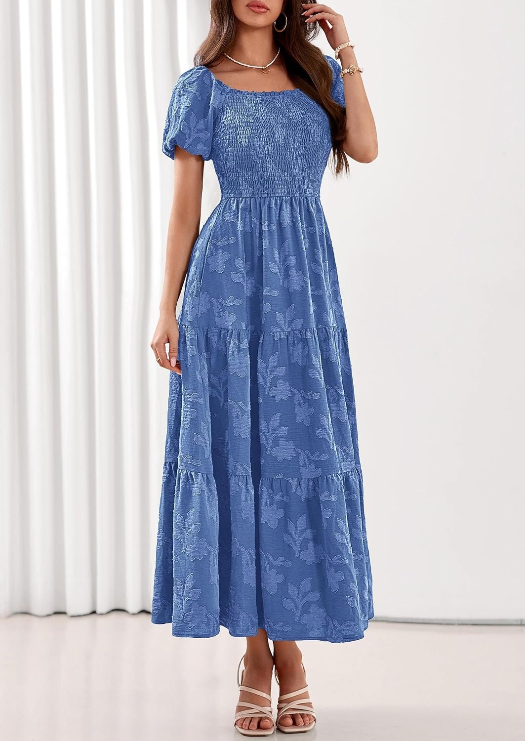 image:imagePRETTYGARDEN Womens Summer Floral Boho Maxi DressBlue