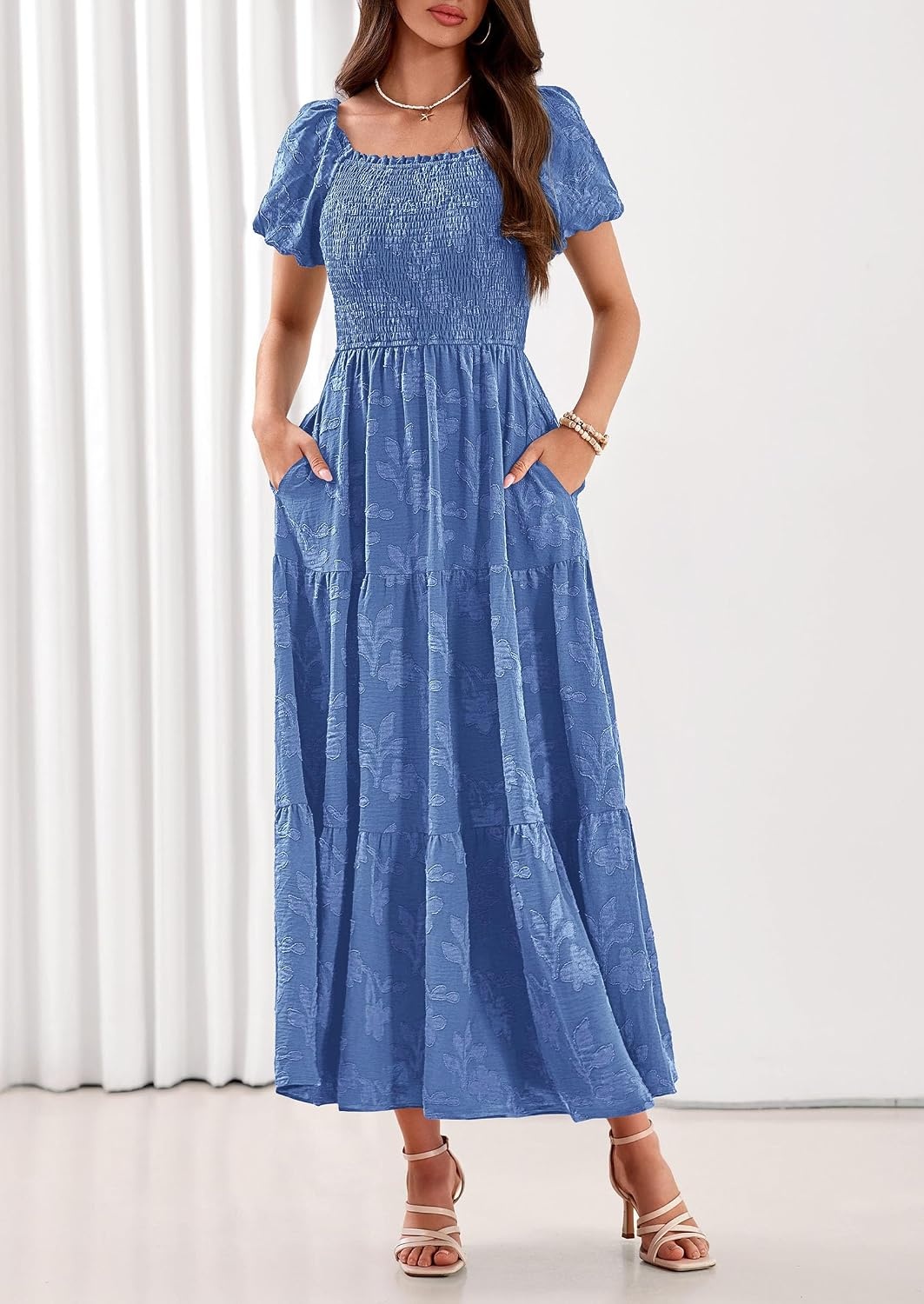 image:imagePRETTYGARDEN Womens Summer Floral Boho Maxi DressBlue