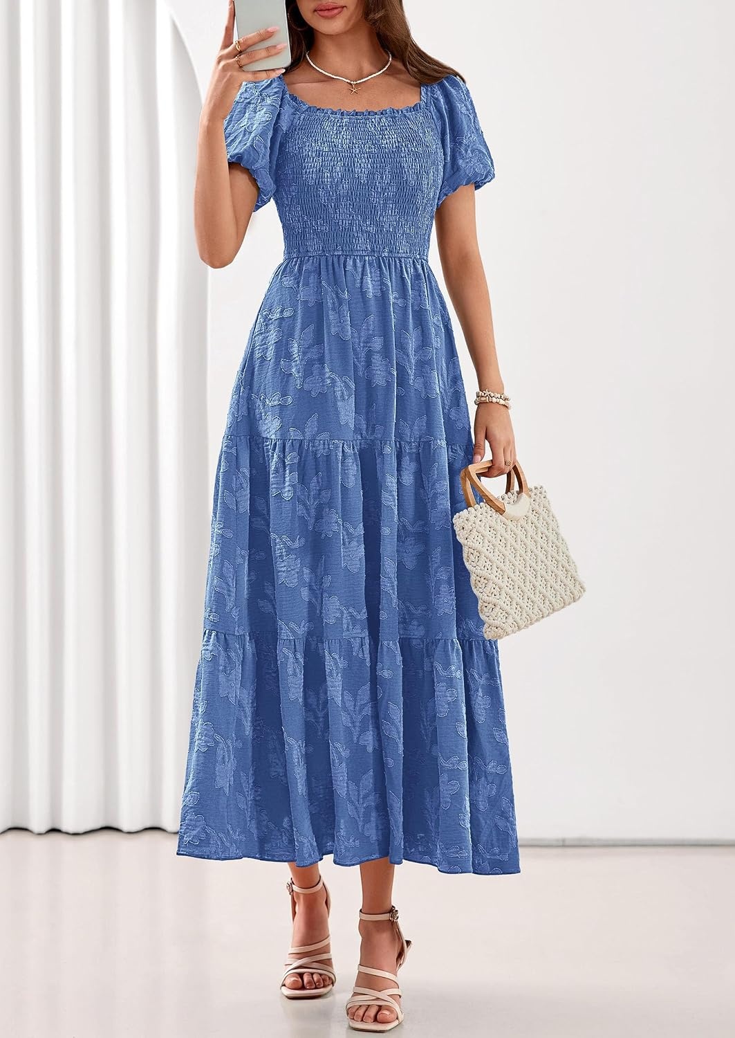 image:imagePRETTYGARDEN Womens Summer Floral Boho Maxi DressBlue