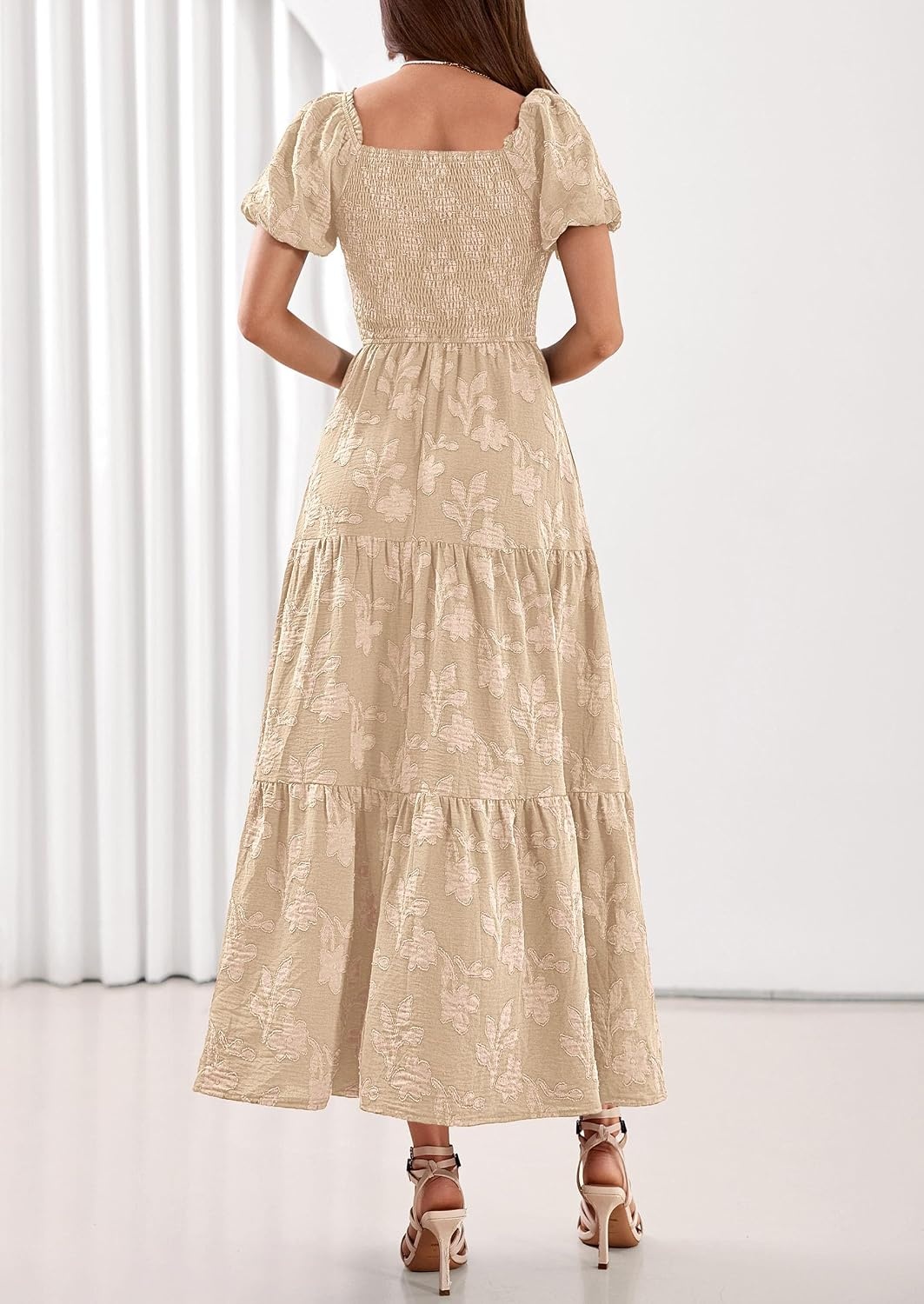 image:imagePRETTYGARDEN Womens Summer Floral Boho Maxi DressKhaki