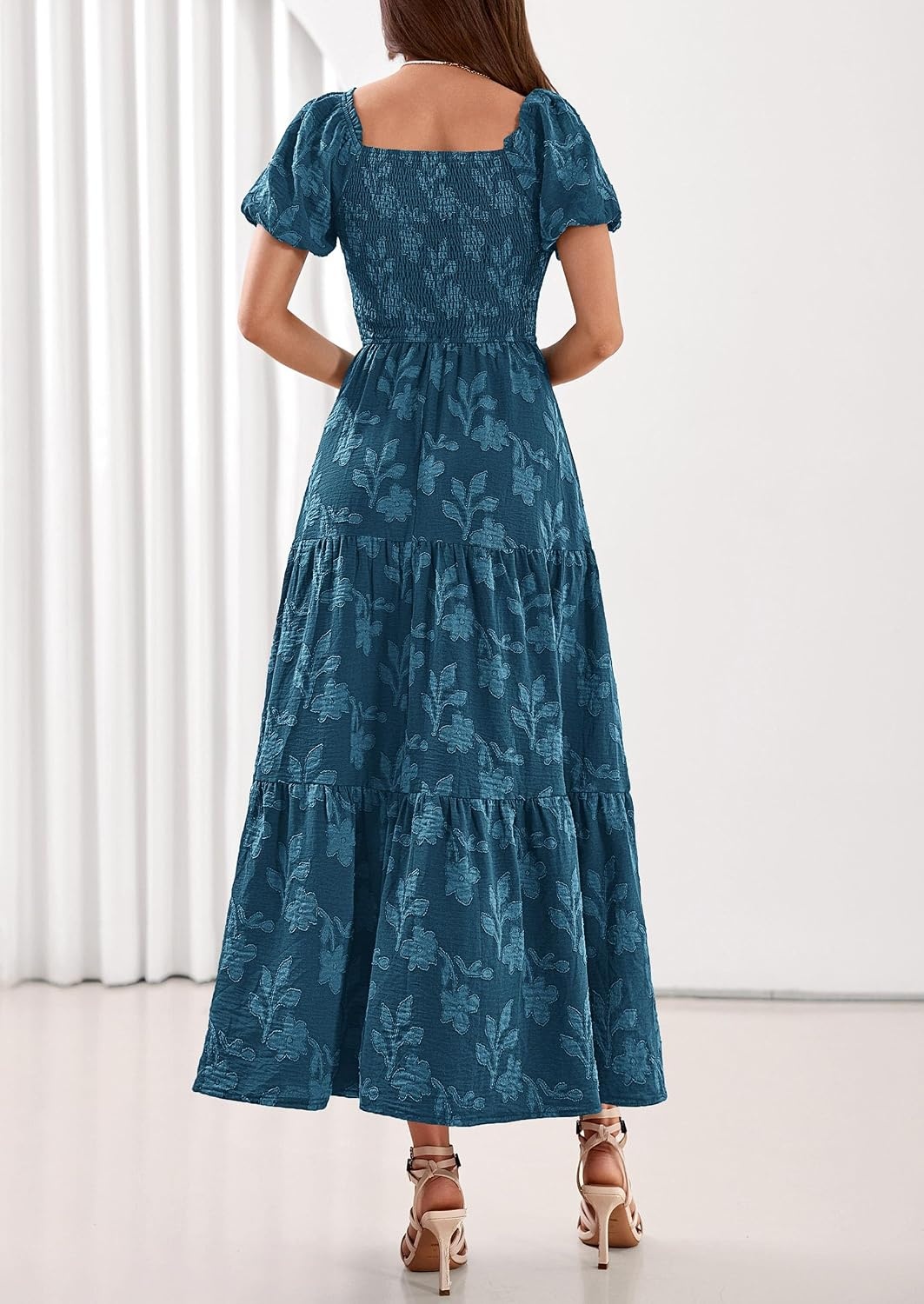 image:imagePRETTYGARDEN Womens Summer Floral Boho Maxi DressLake Blue