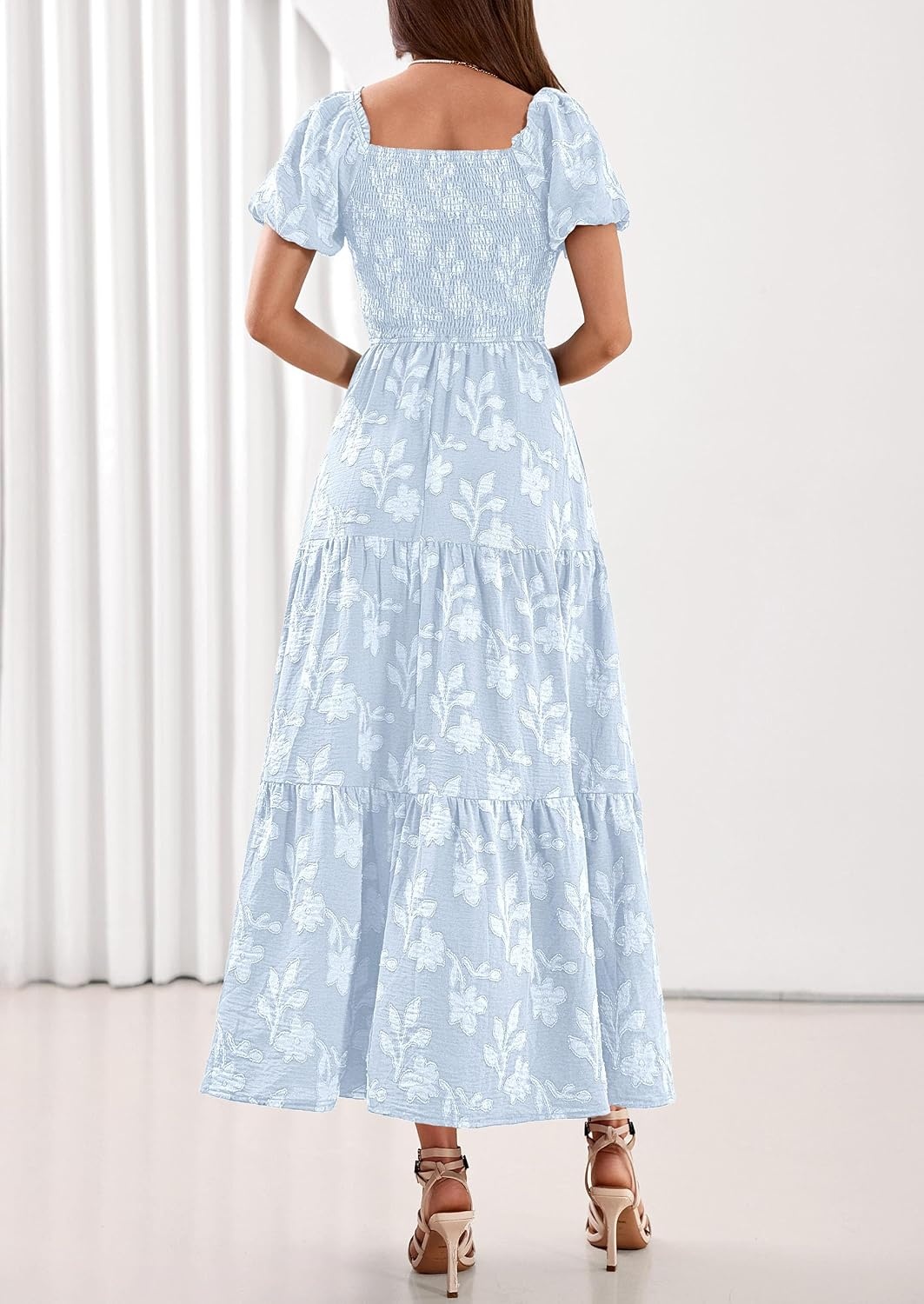 image:imagePRETTYGARDEN Womens Summer Floral Boho Maxi DressLight Blue