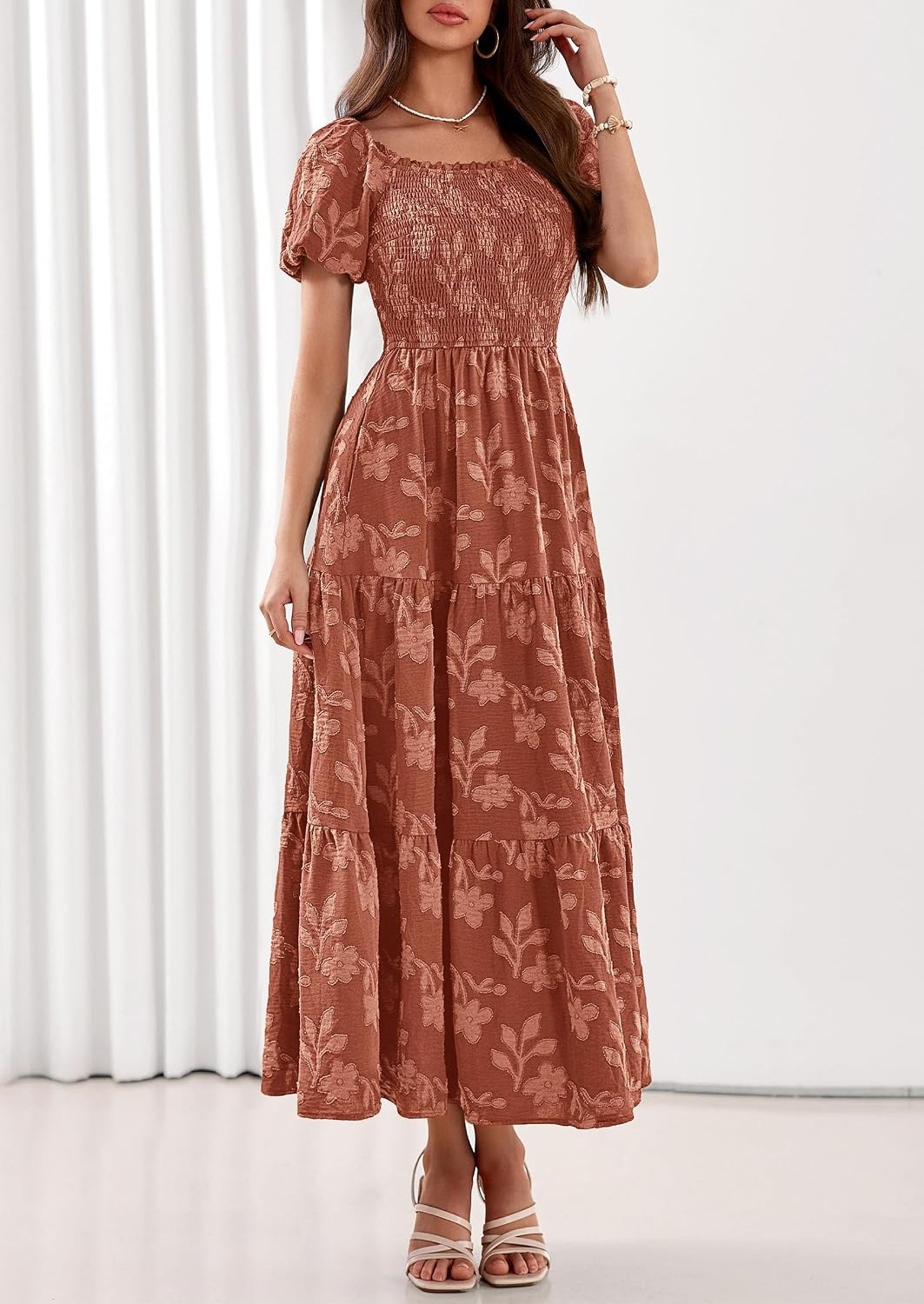 image:imagePRETTYGARDEN Womens Summer Floral Boho Maxi DressOrange