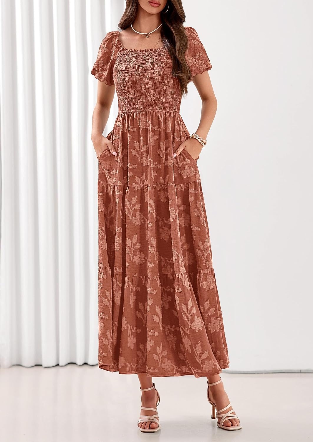 image:imagePRETTYGARDEN Womens Summer Floral Boho Maxi DressOrange