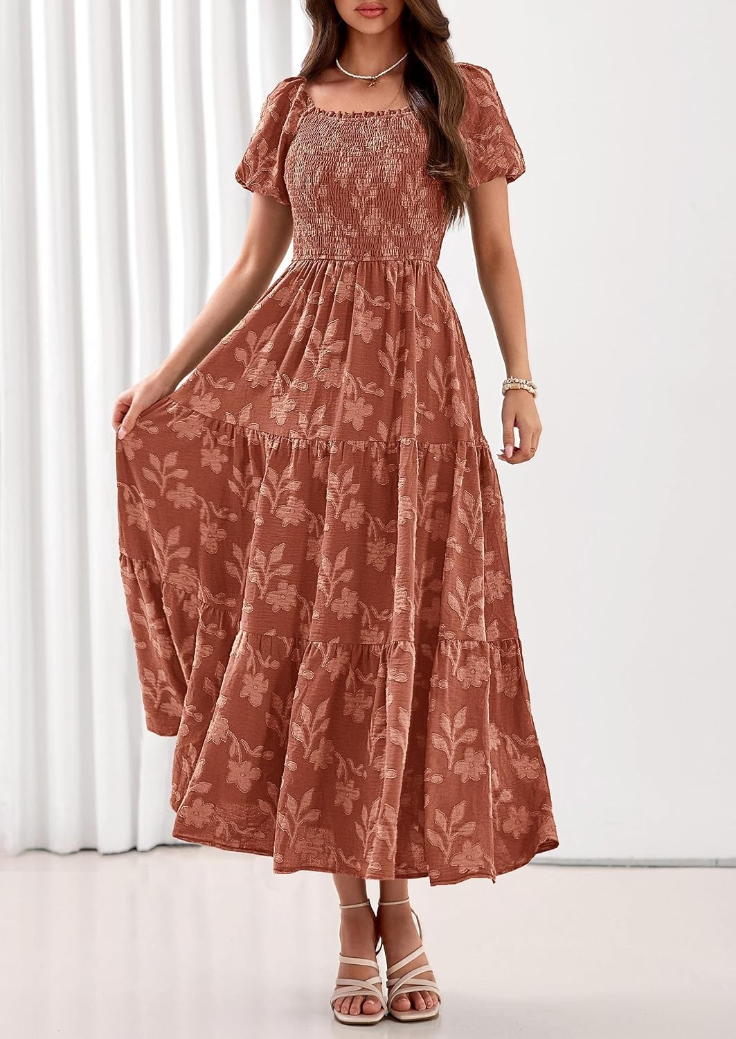 image:imagePRETTYGARDEN Womens Summer Floral Boho Maxi DressOrange
