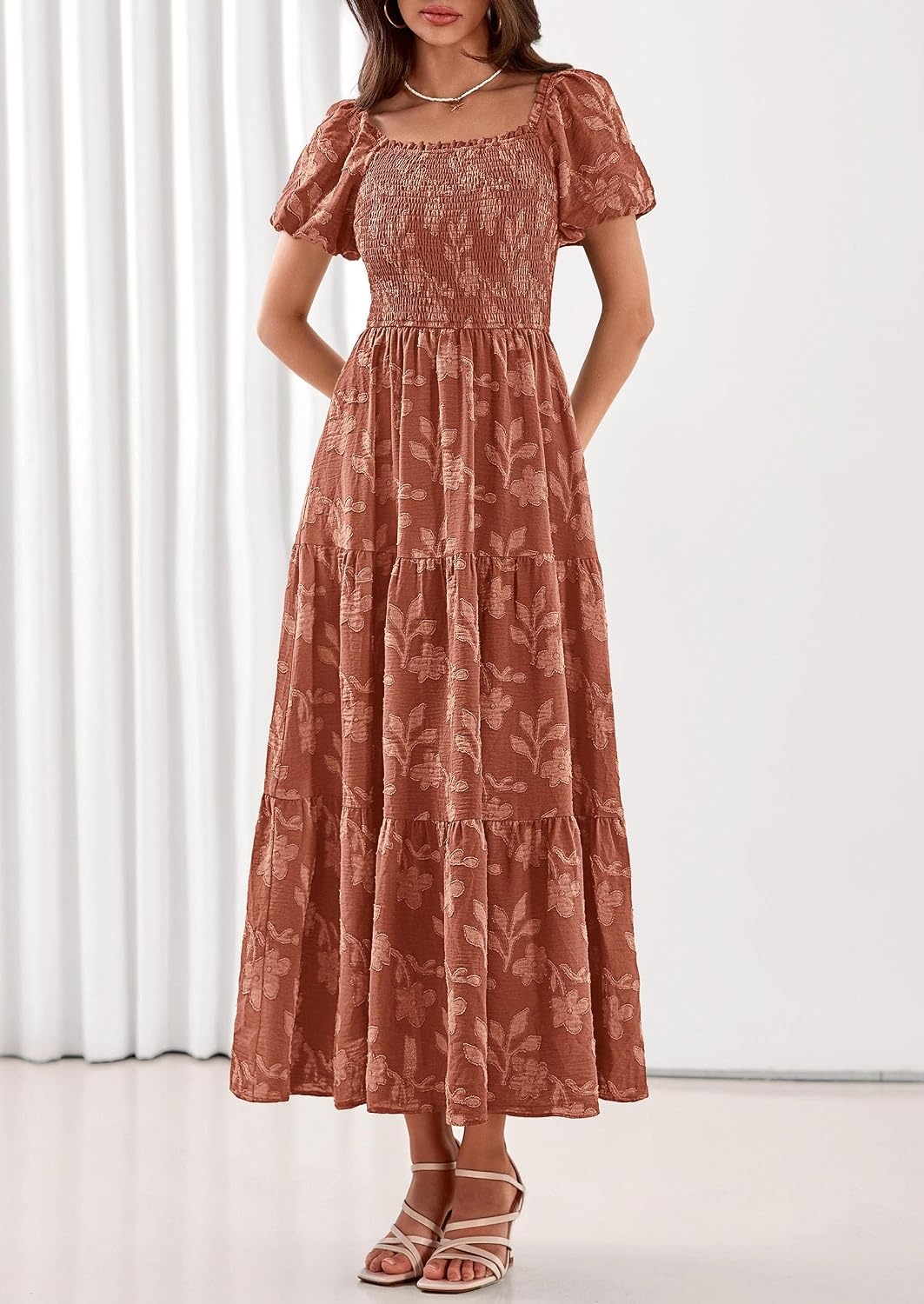 image:imagePRETTYGARDEN Womens Summer Floral Boho Maxi DressOrange