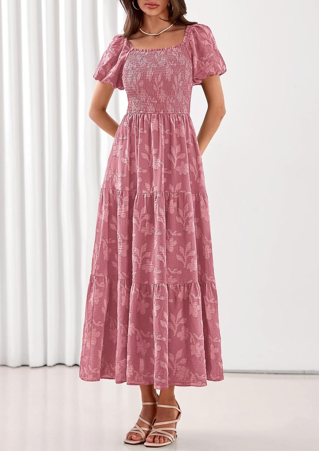 image:imagePRETTYGARDEN Womens Summer Floral Boho Maxi DressPink