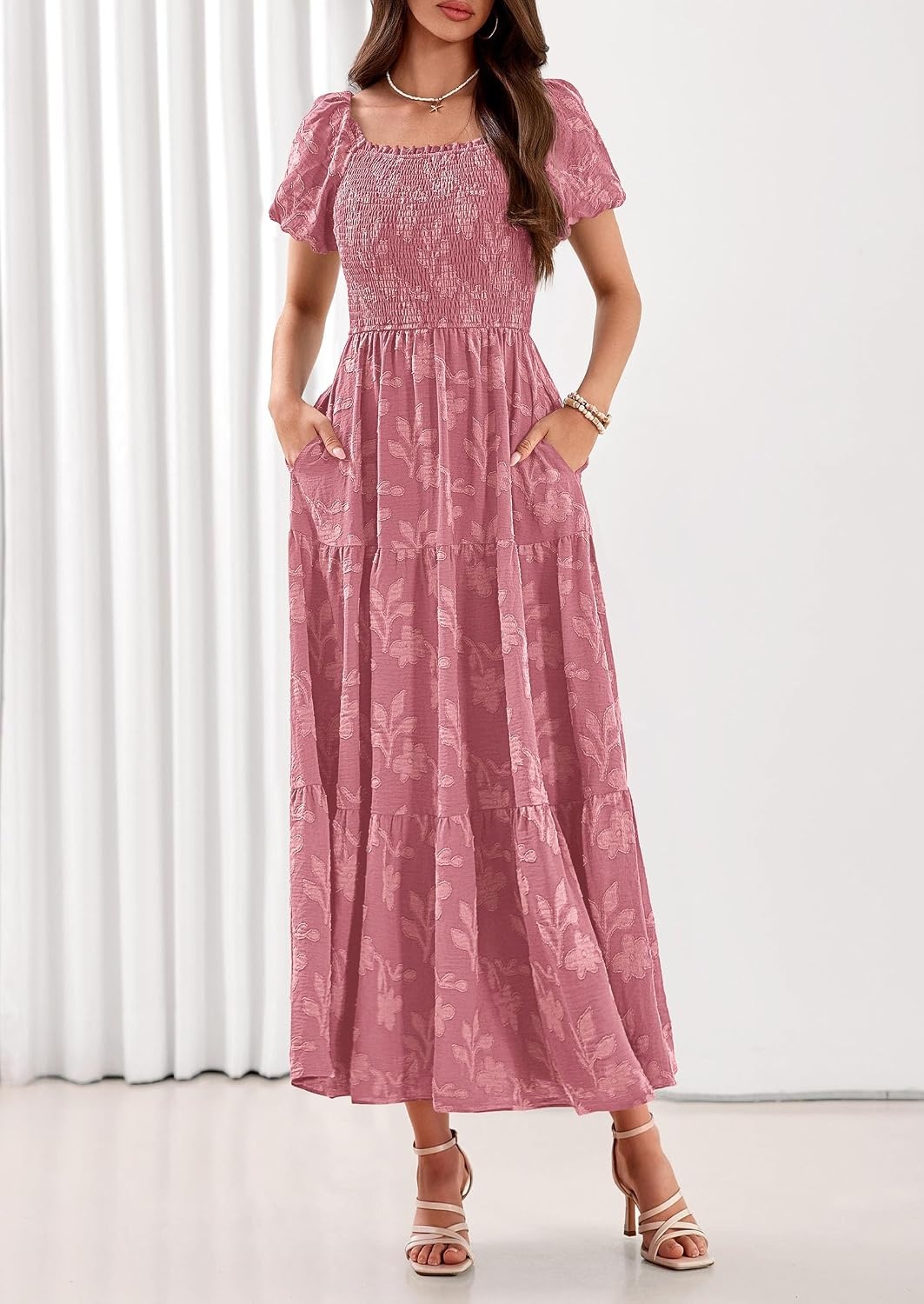 image:imagePRETTYGARDEN Womens Summer Floral Boho Maxi DressPink