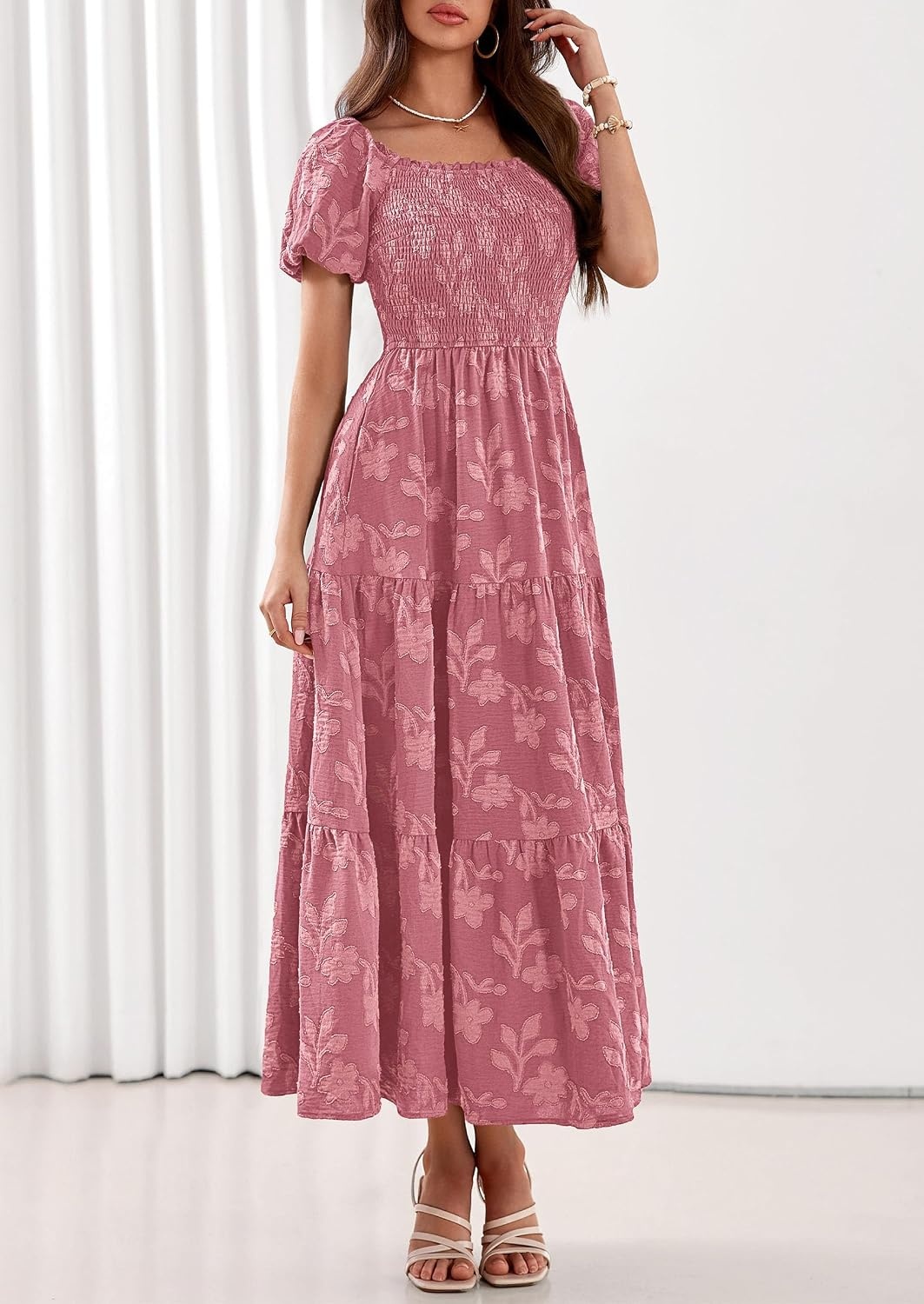 image:imagePRETTYGARDEN Womens Summer Floral Boho Maxi DressPink
