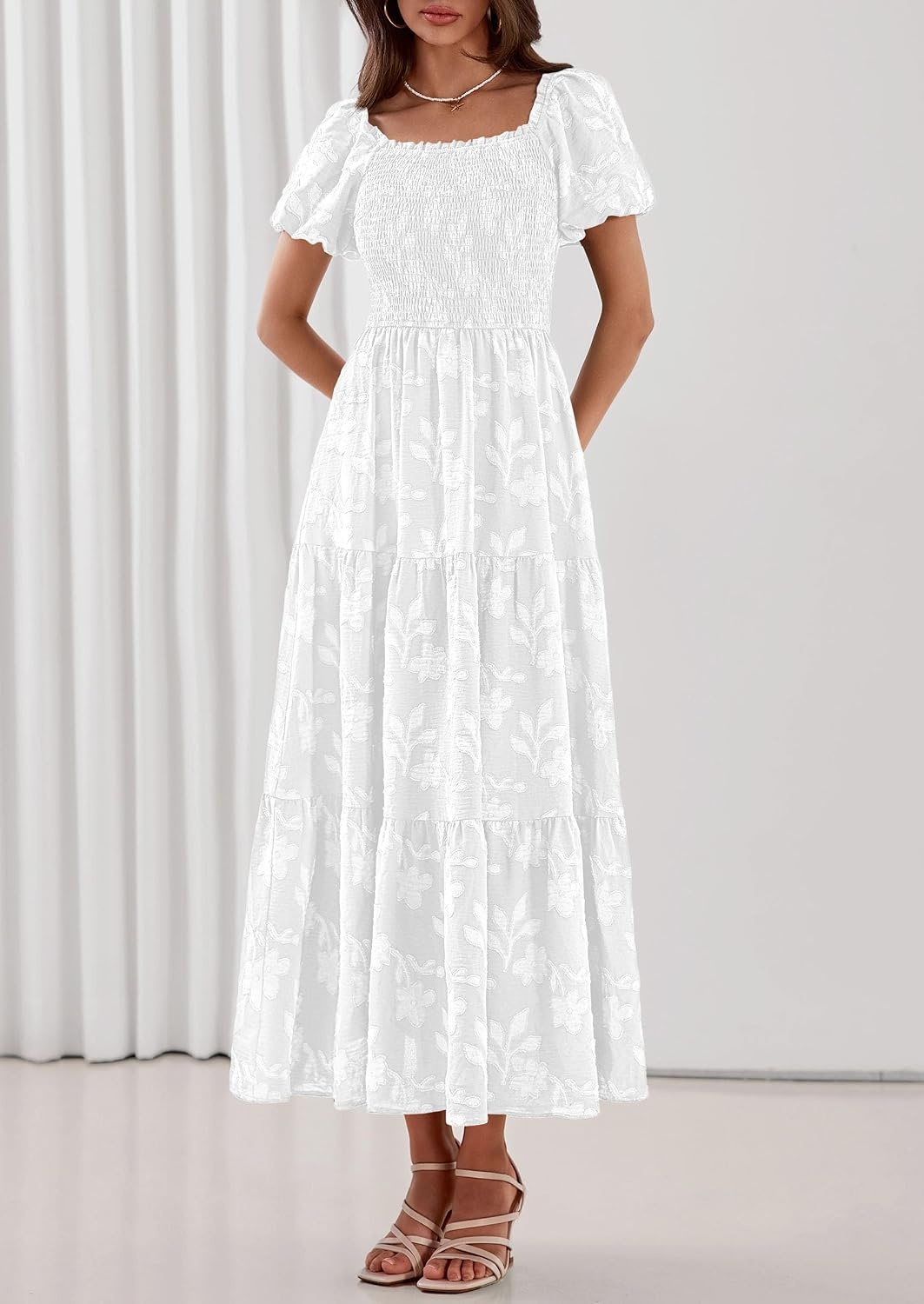 image:imagePRETTYGARDEN Womens Summer Floral Boho Maxi DressWhite