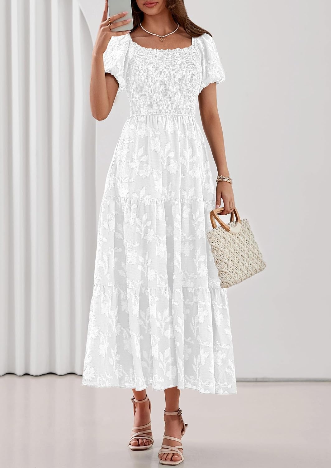 image:imagePRETTYGARDEN Womens Summer Floral Boho Maxi DressWhite