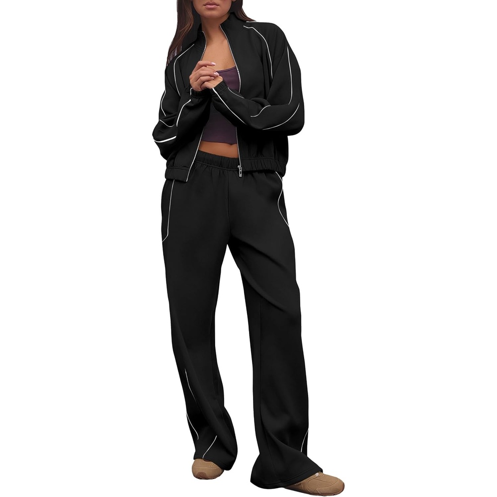 image:imagePRETTYGARDEN Womens 2 Piece Sweat Set Casual Fall OutfitsBlack