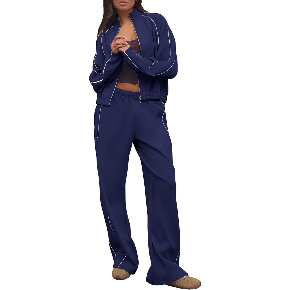 image:imagePRETTYGARDEN Womens 2 Piece Sweat Set Casual Fall OutfitsNavy Blue
