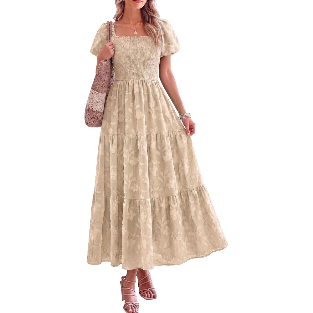 image:imagePRETTYGARDEN Womens Summer Floral Boho Maxi DressKhaki