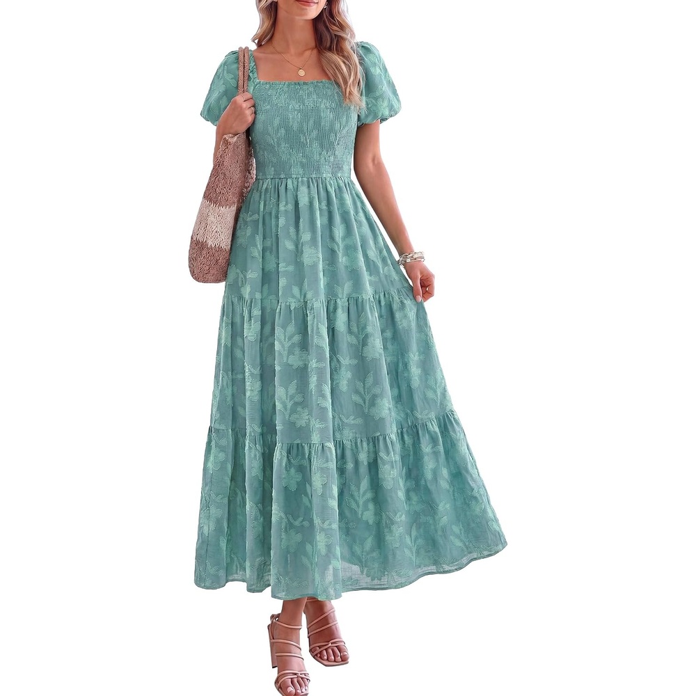 image:imagePRETTYGARDEN Womens Summer Floral Boho Maxi DressSage Green