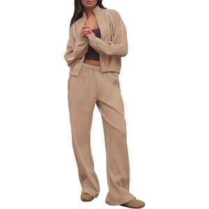 PRETTYGARDEN Women’s 2 Piece Sweat Set Casual Fall Outfits(Khaki)
