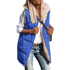 PRETTYGARDEN Women’s Winter Reversible Fleece Long Vests(Royal Blue)