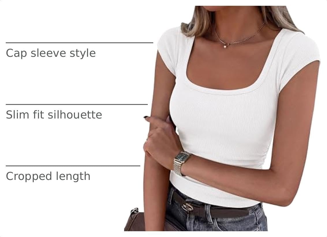 image:imagePRETTYGARDEN Short Sleeve Tops for Women Slim Fit T ShirtsWhite
