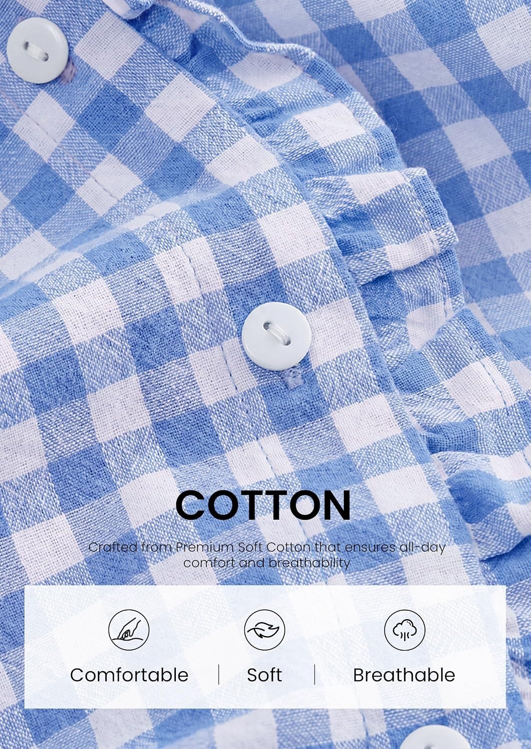 image:imagePRETTYGARDEN Womens Long Sleeve Button Down ShirtsPlaid Light Blue White