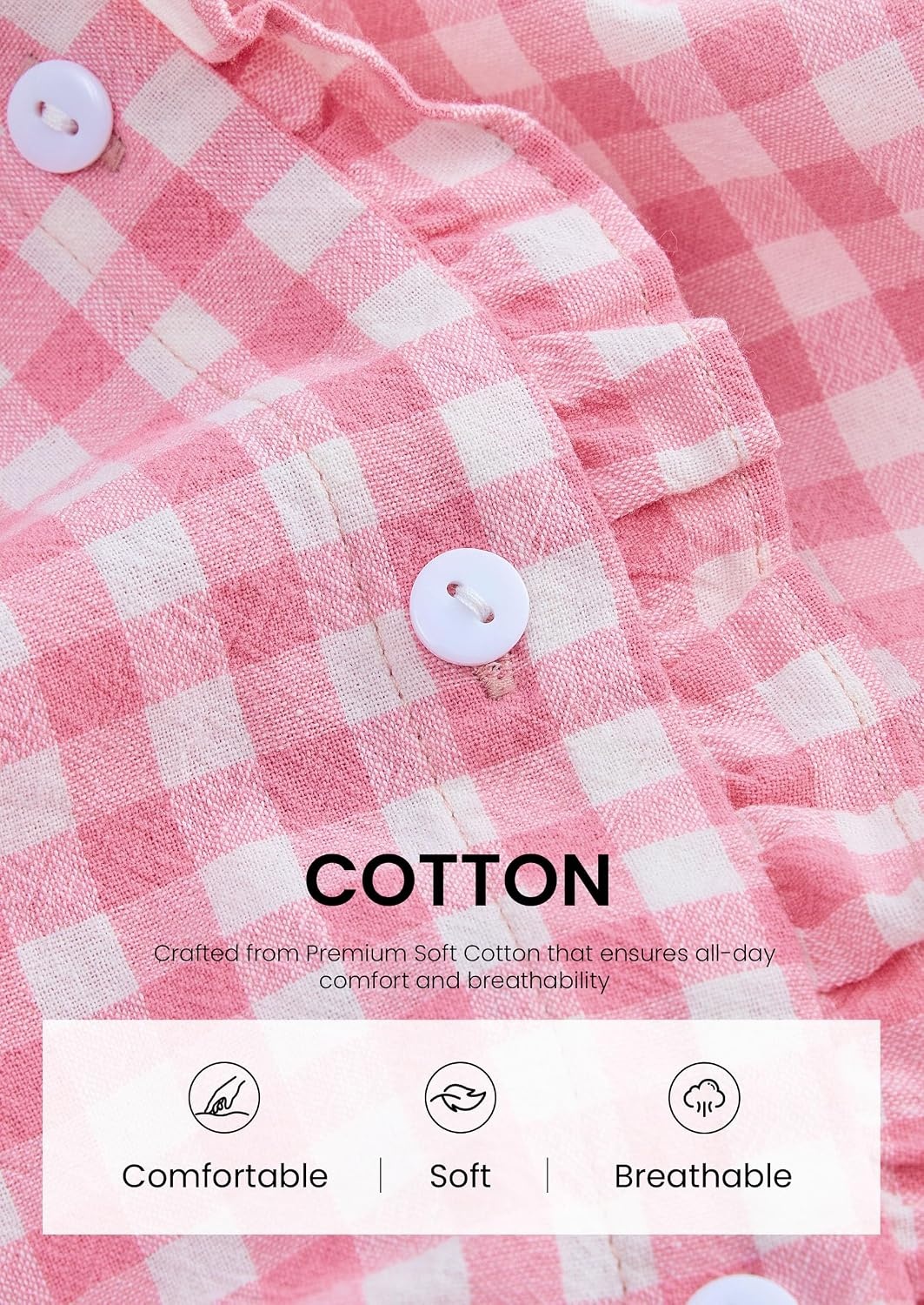 image:imagePRETTYGARDEN Womens Long Sleeve Button Down ShirtsPlaid Pink White