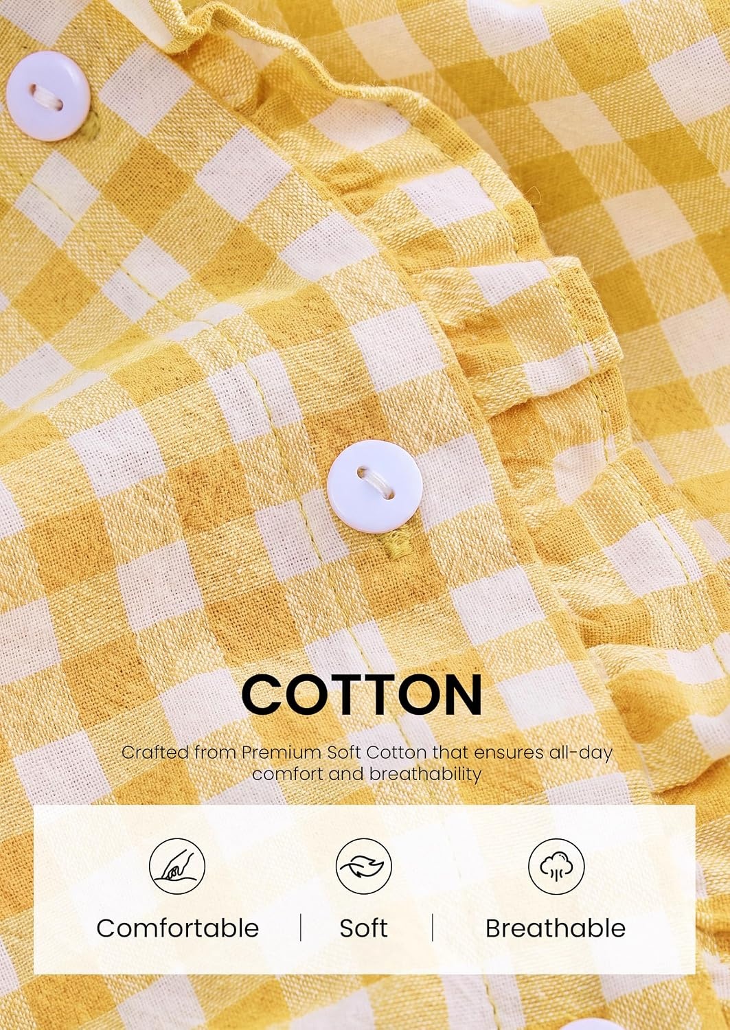 image:imagePRETTYGARDEN Womens Long Sleeve Button Down ShirtsPlaid Yellow White